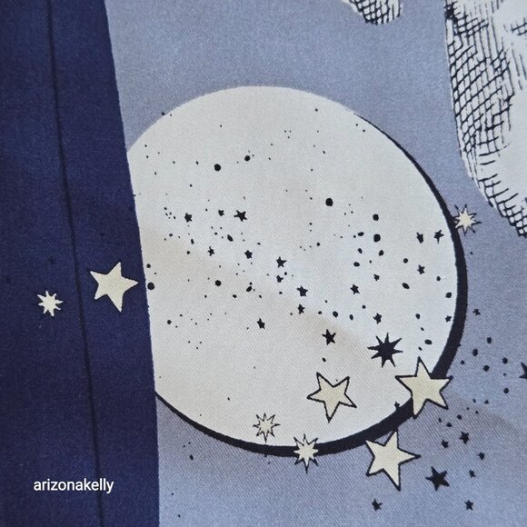 NWT Ann Taylor Silk Square Scarf Celestial Moon Stars Butterflies - Picture 10 of 12